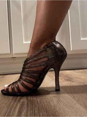Nina Shoes Bronze Metallic Strappy Stiletto Sandal